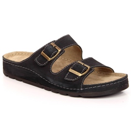 Black Helios 813 comode pantofole da uomo in pelle nere nero