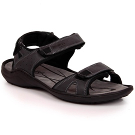 Sandali da uomo in pelle con velcro grafite Helios 854 multicolore