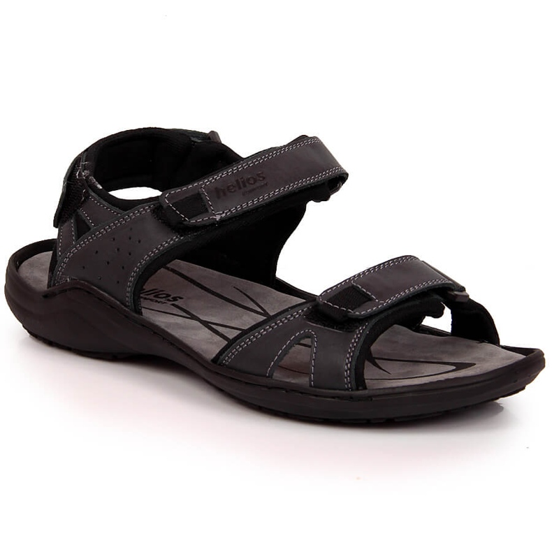 Sandali da uomo in pelle con velcro grafite Helios 854 multicolore