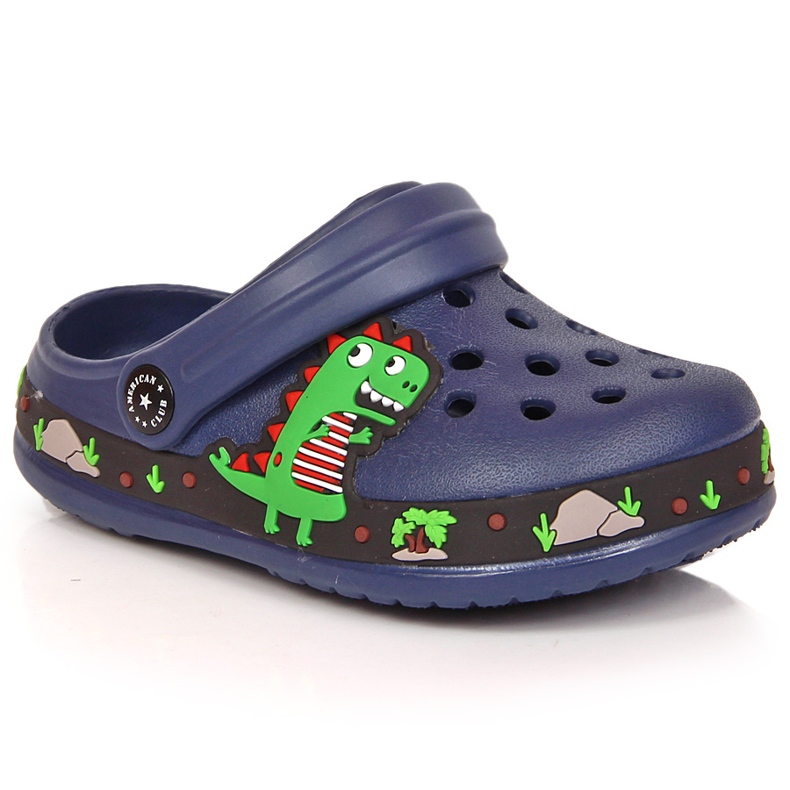 Ciabatte American Club blu navy con dinosauro