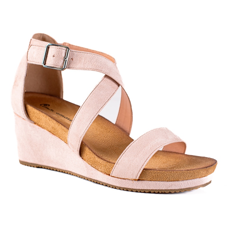 SHELOVET Sandali con zeppa rosa