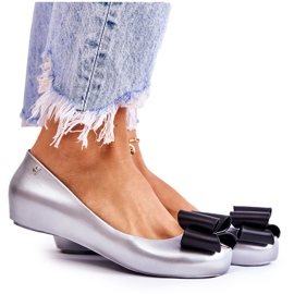 PH1 Ballerine in gomma da donna con fiocco in argento d'argento