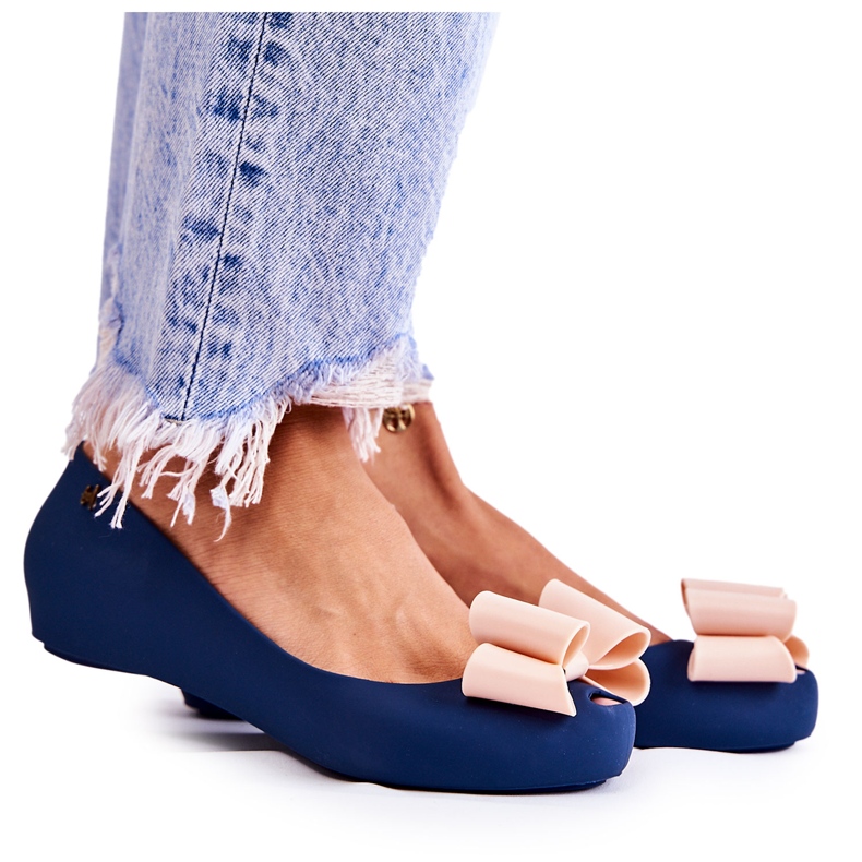 PH1 Ballerine in gomma da donna con fiocco blu navy