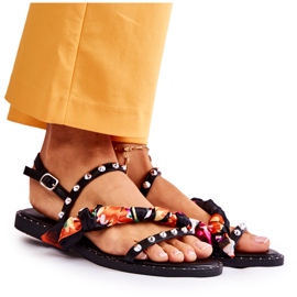 PG1 Sandali da donna con ornamenti neri Mataro nero