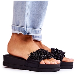 PG1 Ciabatte Da Donna Sulla Piattaforma Con Ornamenti Almina Nera nero