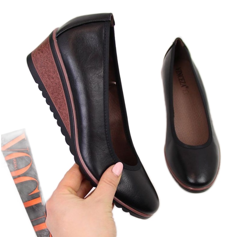 Décolleté nere con zeppa W Vinceza nero