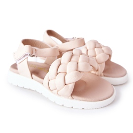 Sandali delle ragazze con treccia rosa