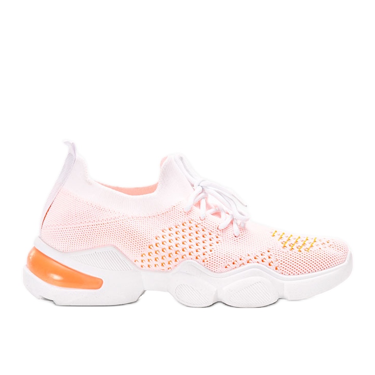 Sneakers sportive Daniela in bianco e arancione bianca