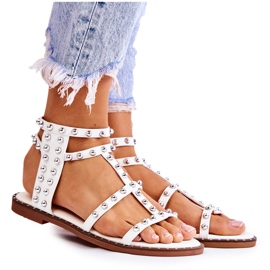 PG1 Sandali Da Donna Con Borchie In Cavos Bianco