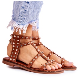 PG1 Sandali Da Donna Con Borchie Marrone Cavos