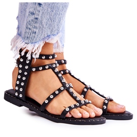 PG1 Sandali Da Donna Con Borchie Nero Cavos