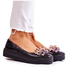 PA2 Ballerine In Pelle Sulla Piattaforma Con Ornamento Beriette Nero