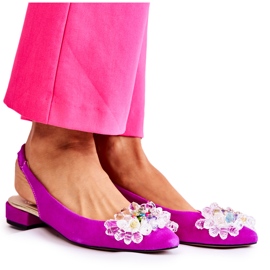 Ballerine In Pelle Scamosciata Su Tacchi Alti Con Decorazione Elena Rosa Scuro