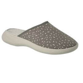 Ciabatte da donna Befado 019D128, grigie con pois grigio