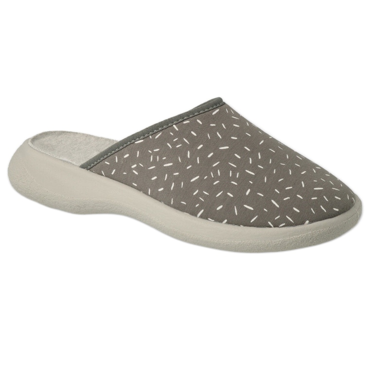 Ciabatte da donna Befado 019D128, grigie con pois grigio