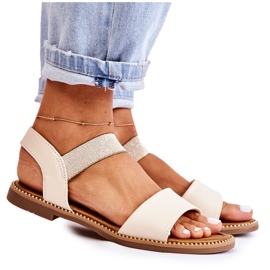 PE1 Sandali classici da donna su un tacco piatto Beige Catis