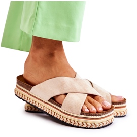 PG1 Pantofole in pelle scamosciata da donna su una piattaforma Jossie beige