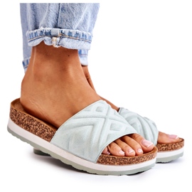 PG1 Pantofole in pelle scamosciata da donna su una massiccia piattaforma Heritta verde