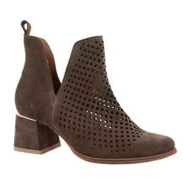 Lewski Shoes Stivali in pelle scamosciata traforati Scarpe Lewski 3165 velour terra marrone