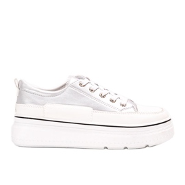 Sneakers argento sulla piattaforma Anastaz bianca d'argento