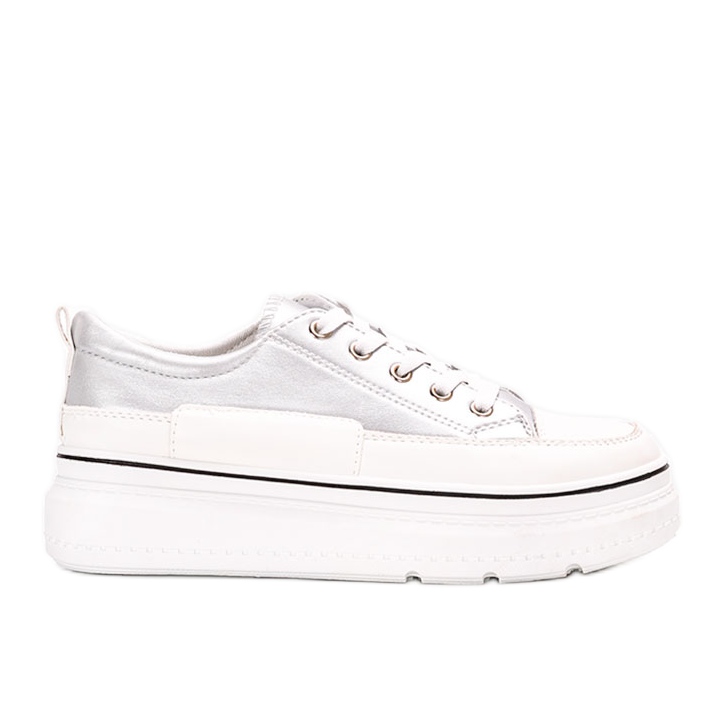 Sneakers argento sulla piattaforma Anastaz bianca d'argento