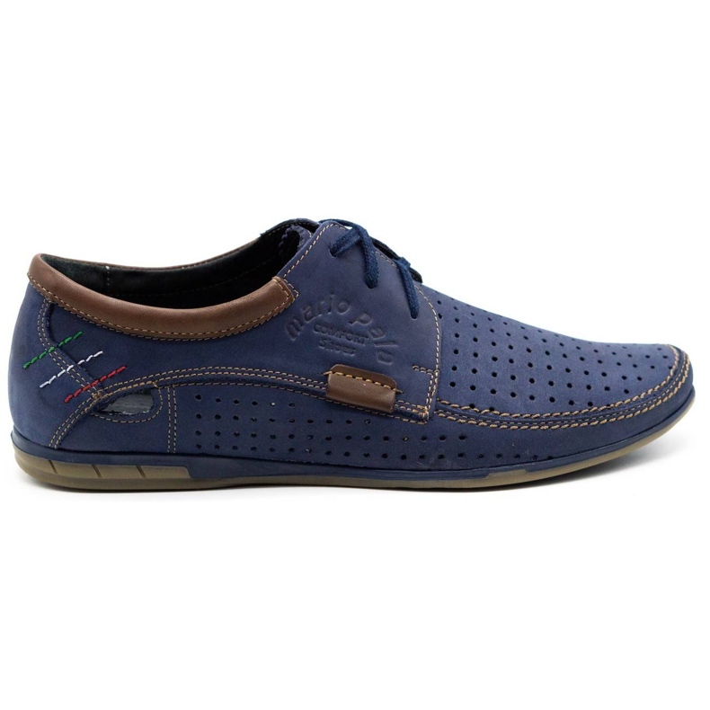 Mario Pala Scarpe uomo traforate 563 blu navy marrone