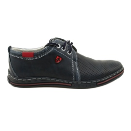 Polbut Scarpe da uomo in pelle 343P, traforate, blu navy
