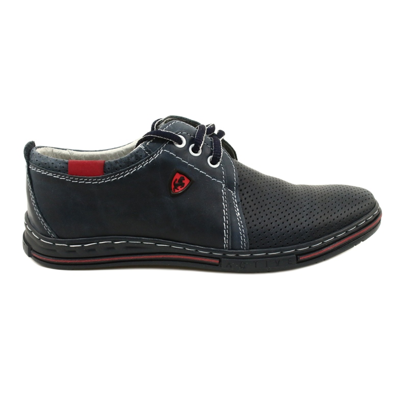 Polbut Scarpe da uomo in pelle 343P, traforate, blu navy