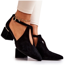 Décolleté In Pelle Scamosciata Sul Tacco Laura Messi 2309 Nero