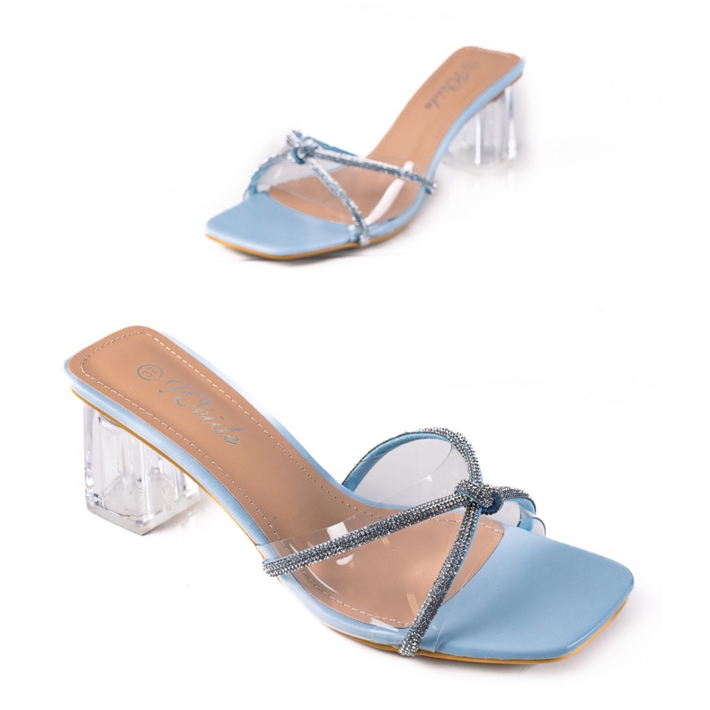 SHELOVET Ciabatte da donna trasparenti blu