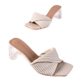 SHELOVET Ciabatte con tacco trasparente beige