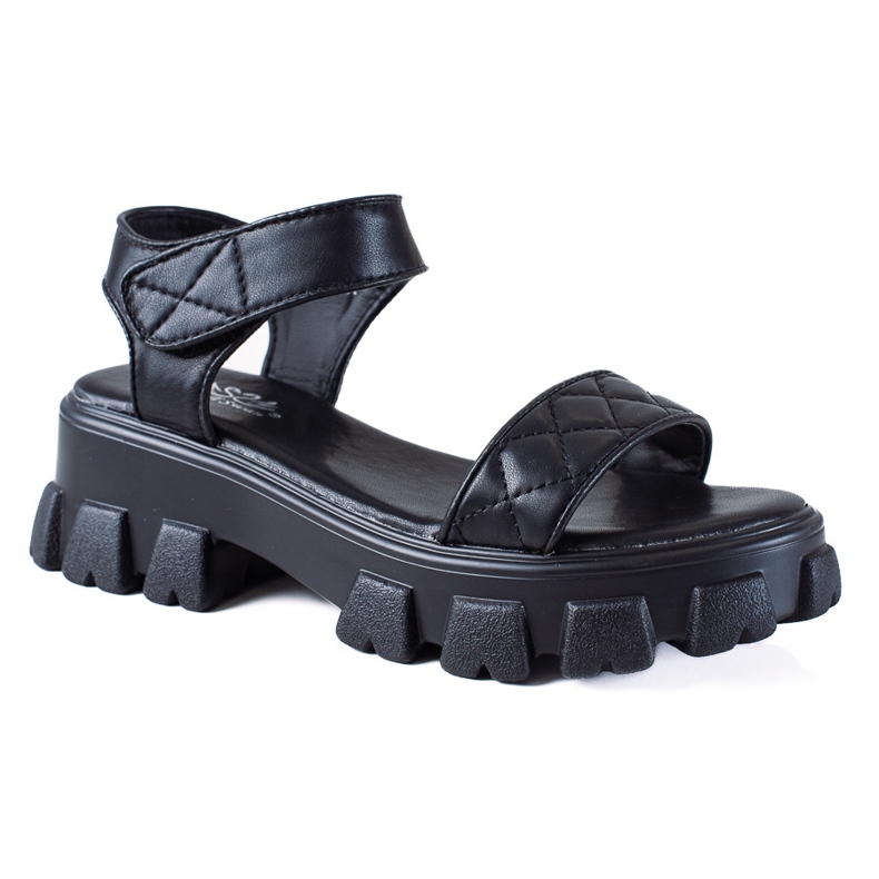 SHELOVET Sandali con velcro nero