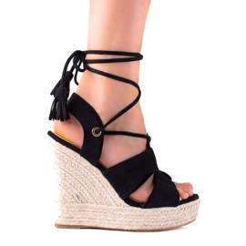 SHELOVET Sandali con allacciatura alta espadrillas nero