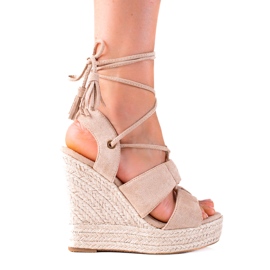 SHELOVET Sandali con allacciatura alta espadrillas beige