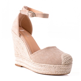 SHELOVET Espadrillas su sandali con zeppa beige