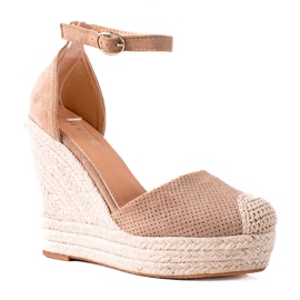 SHELOVET Espadrillas su sandali con zeppa beige