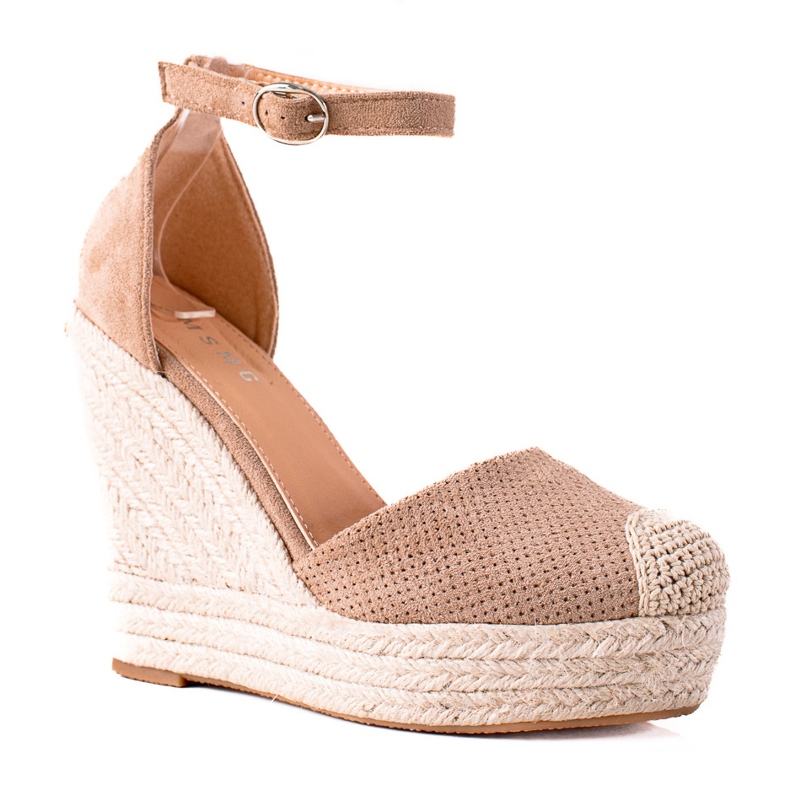 SHELOVET Espadrillas su sandali con zeppa beige