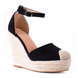 SHELOVET Espadrillas su sandali con zeppa nero