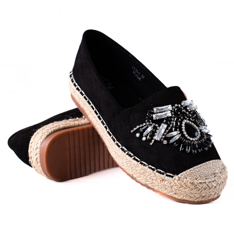 SHELOVET Espadrillas con cristalli nero