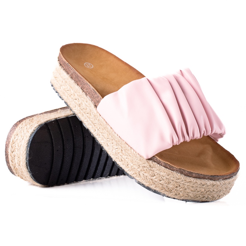 SHELOVET Ciabatte espadrillas da donna rosa