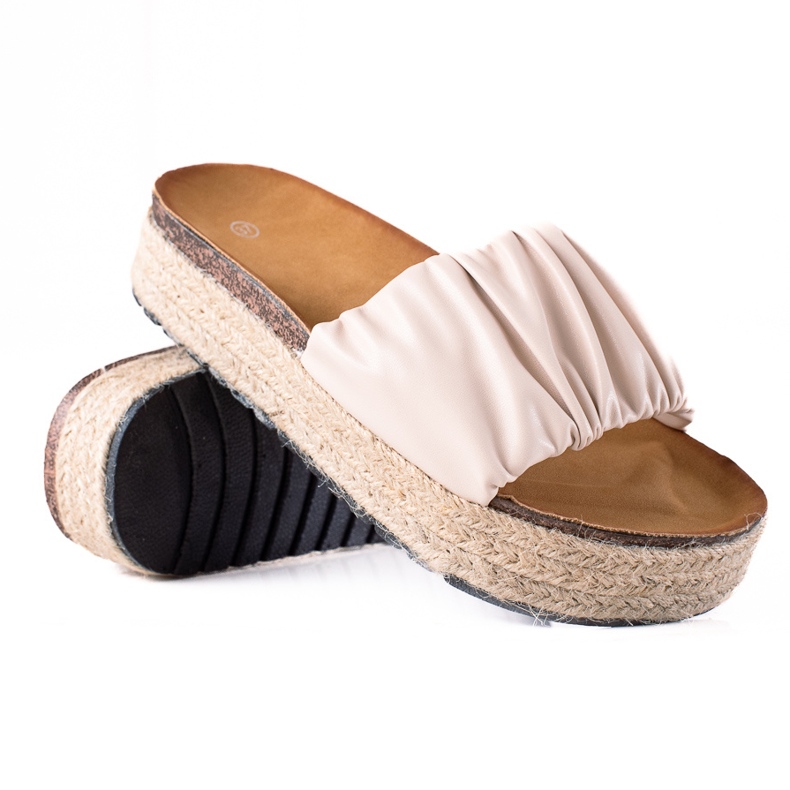 SHELOVET Ciabatte espadrillas da donna beige