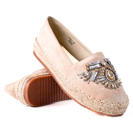 SHELOVET Espadrillas Con Cristalli beige