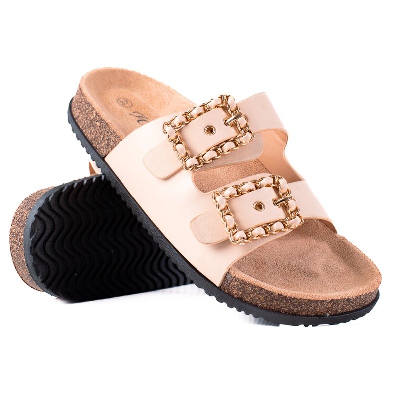 SHELOVET Ciabatte con fermagli decorativi beige