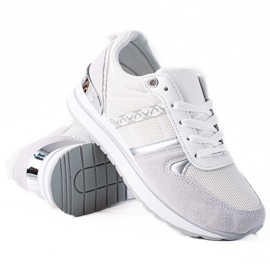 SHELOVET Scarpe da ginnastica comode bianca d'argento grigio