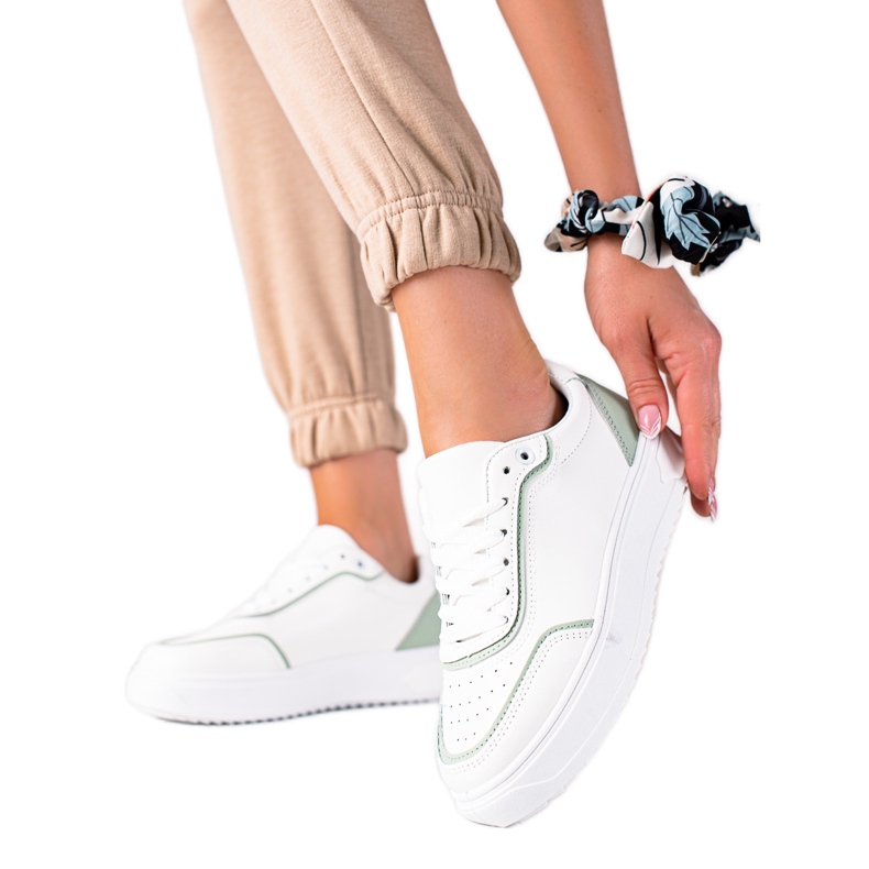 SHELOVET Sneakers Con Inserto Verde bianca