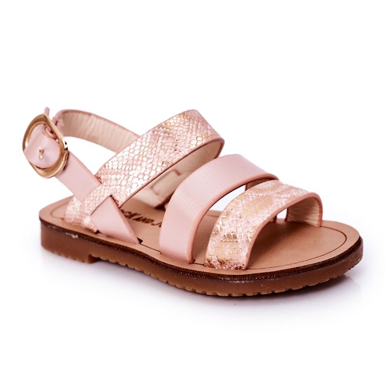 Sandali per bambini con motivo serpente lucido, rosa