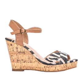 Sandali beige con zeppa aperta Veronica marrone