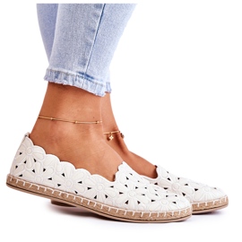 Ballerine slip-on da donna con fiori bianchi bianca