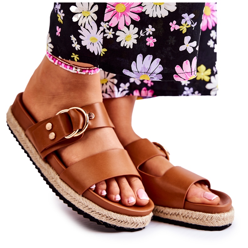FB1 Pantofole Penelope beige da donna alla moda marrone