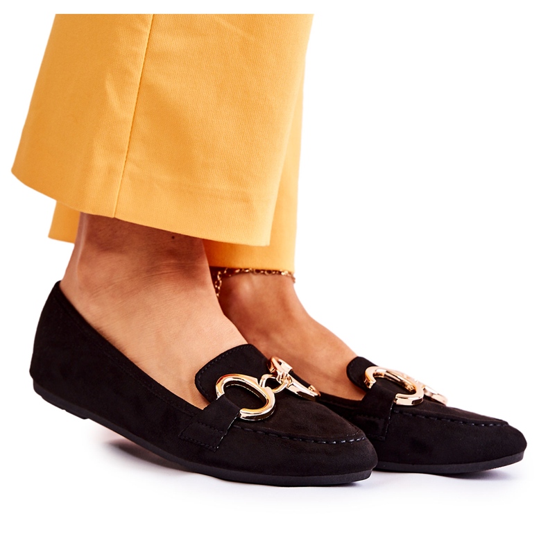PG1 Mocassini da donna in pelle scamosciata con decorazione nera Reality nero